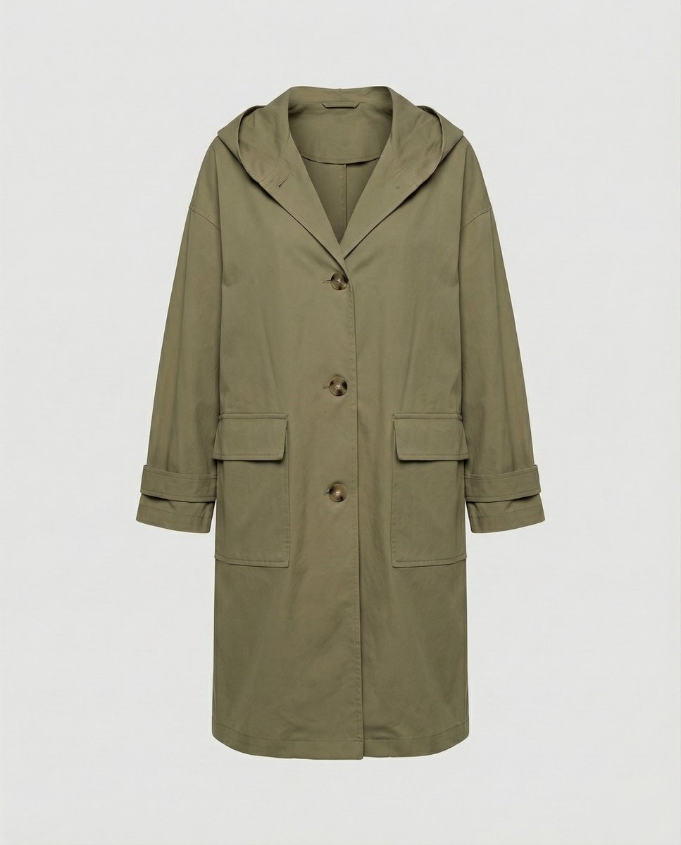 Trench lungo con cappuccio da donna