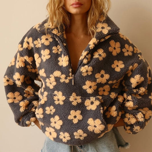 Maglione da Donna in Pile Floreale Morbido