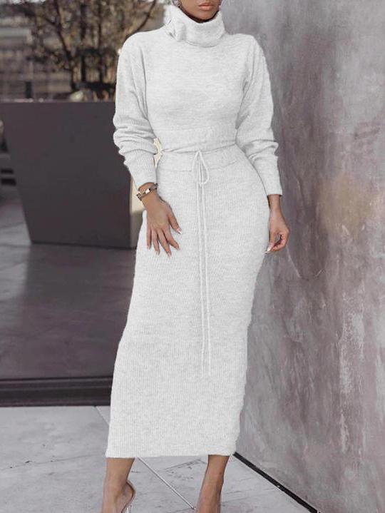Lilyann - Set elegante bodycon con maglione dolcevita e gonna lunga