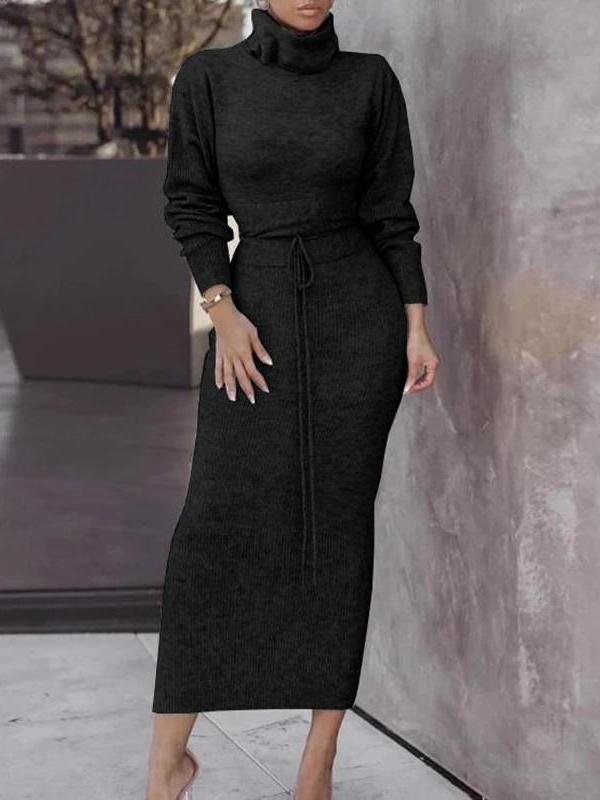 Lilyann - Set elegante bodycon con maglione dolcevita e gonna lunga