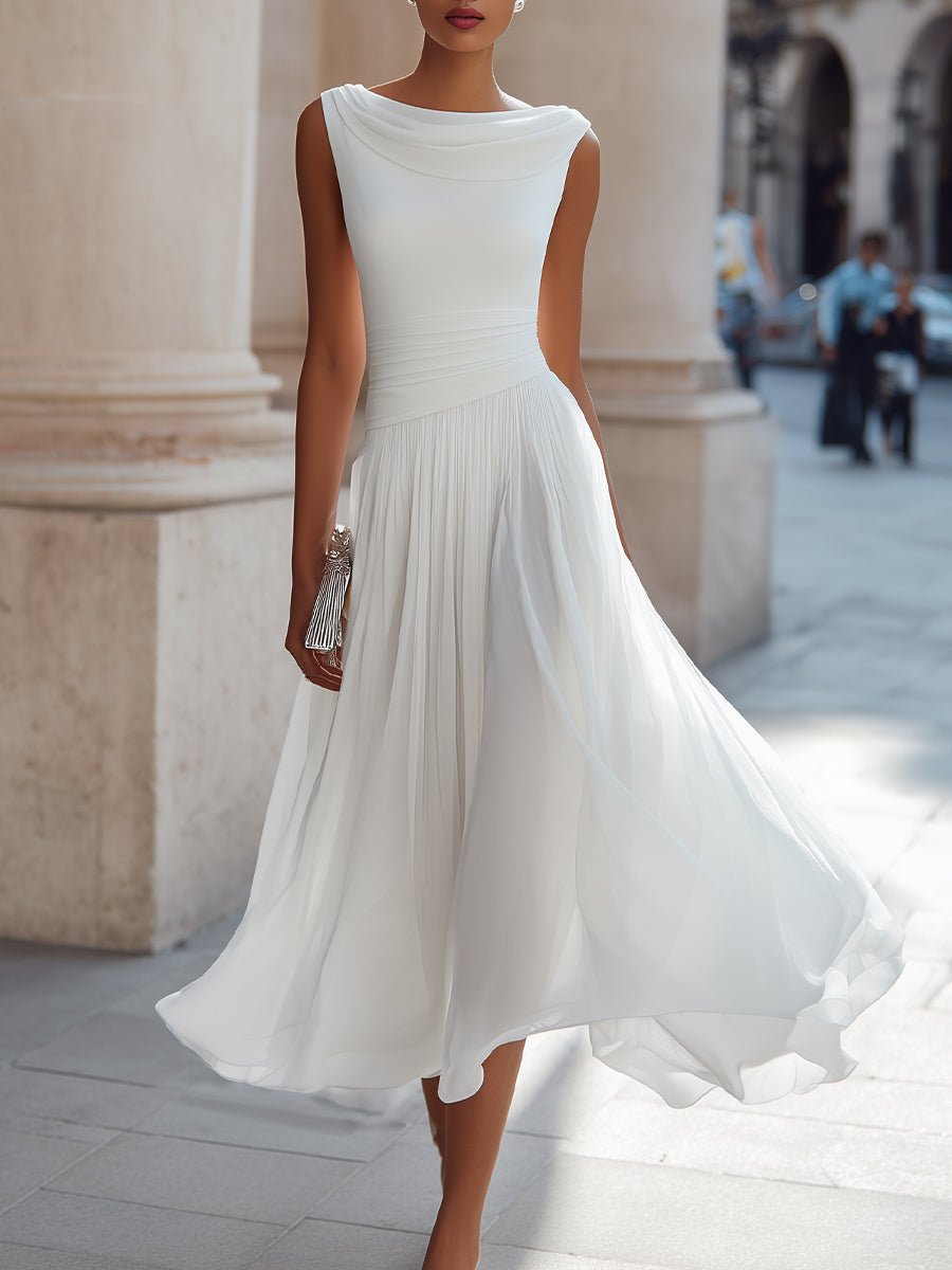 Abito Midi Elegante Plissettato da Donna