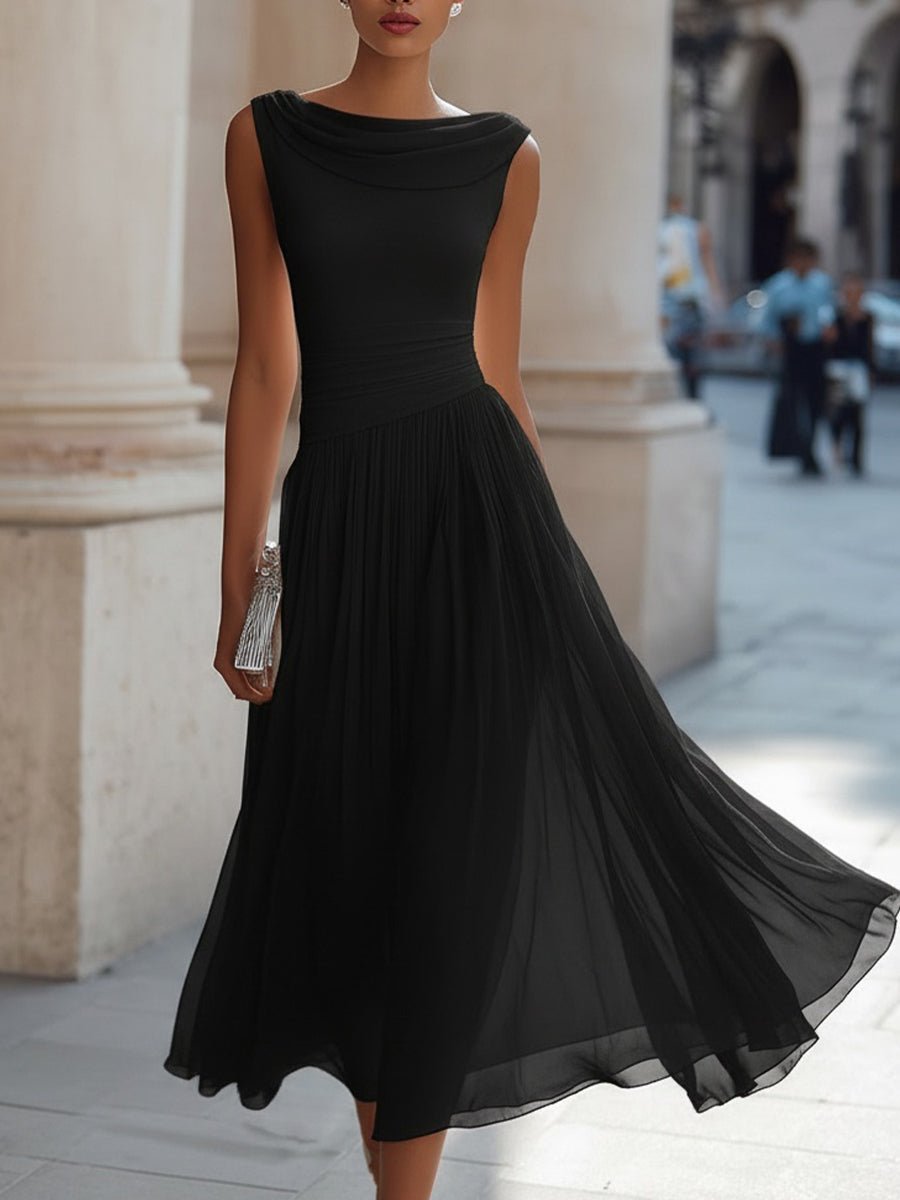 Abito Midi Elegante Plissettato da Donna