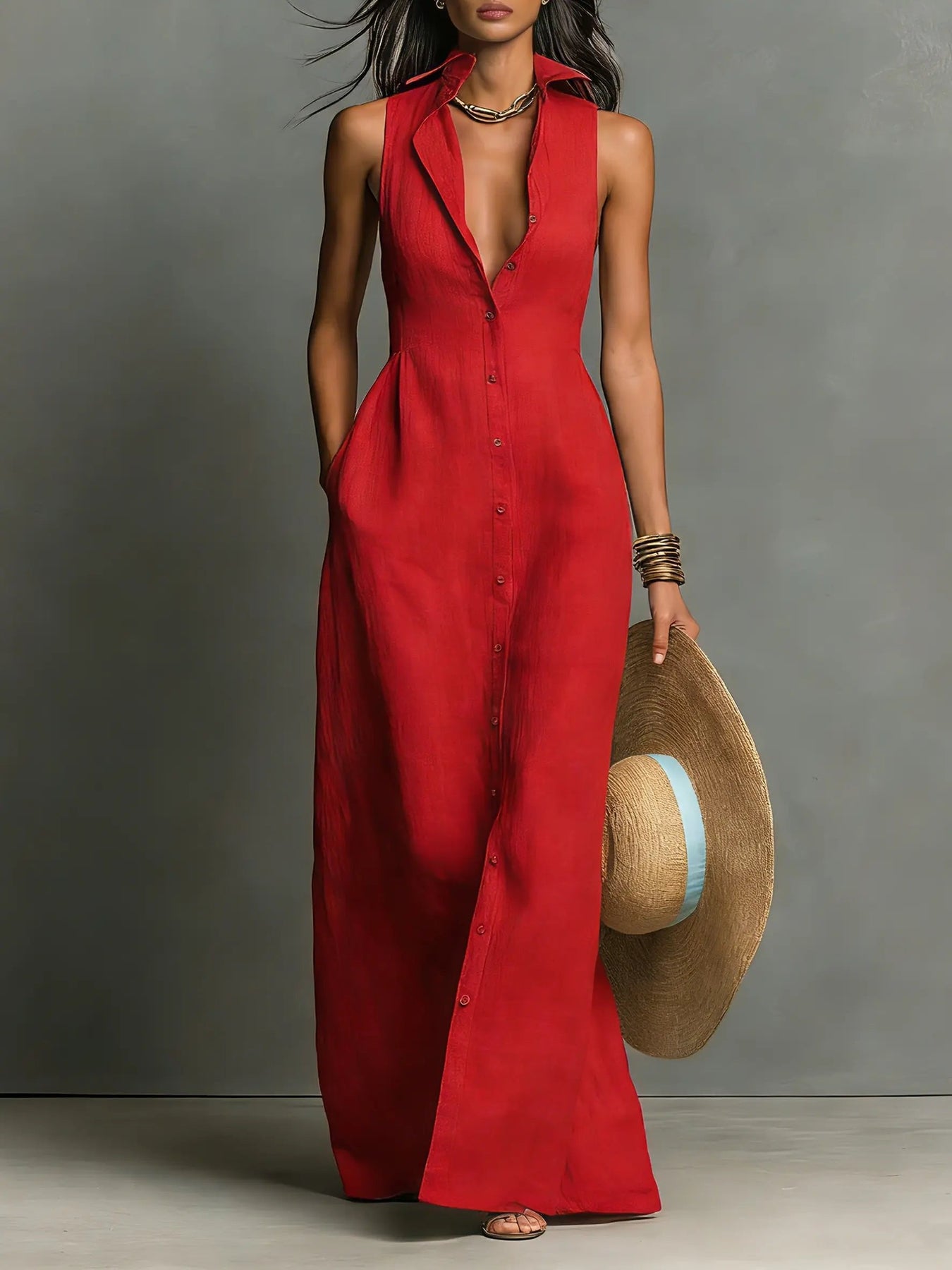 Abito Camicia Maxi in Lino da Donna