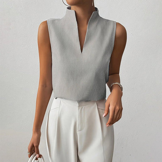 Camicetta da Donna a Righe con Colletto Alto