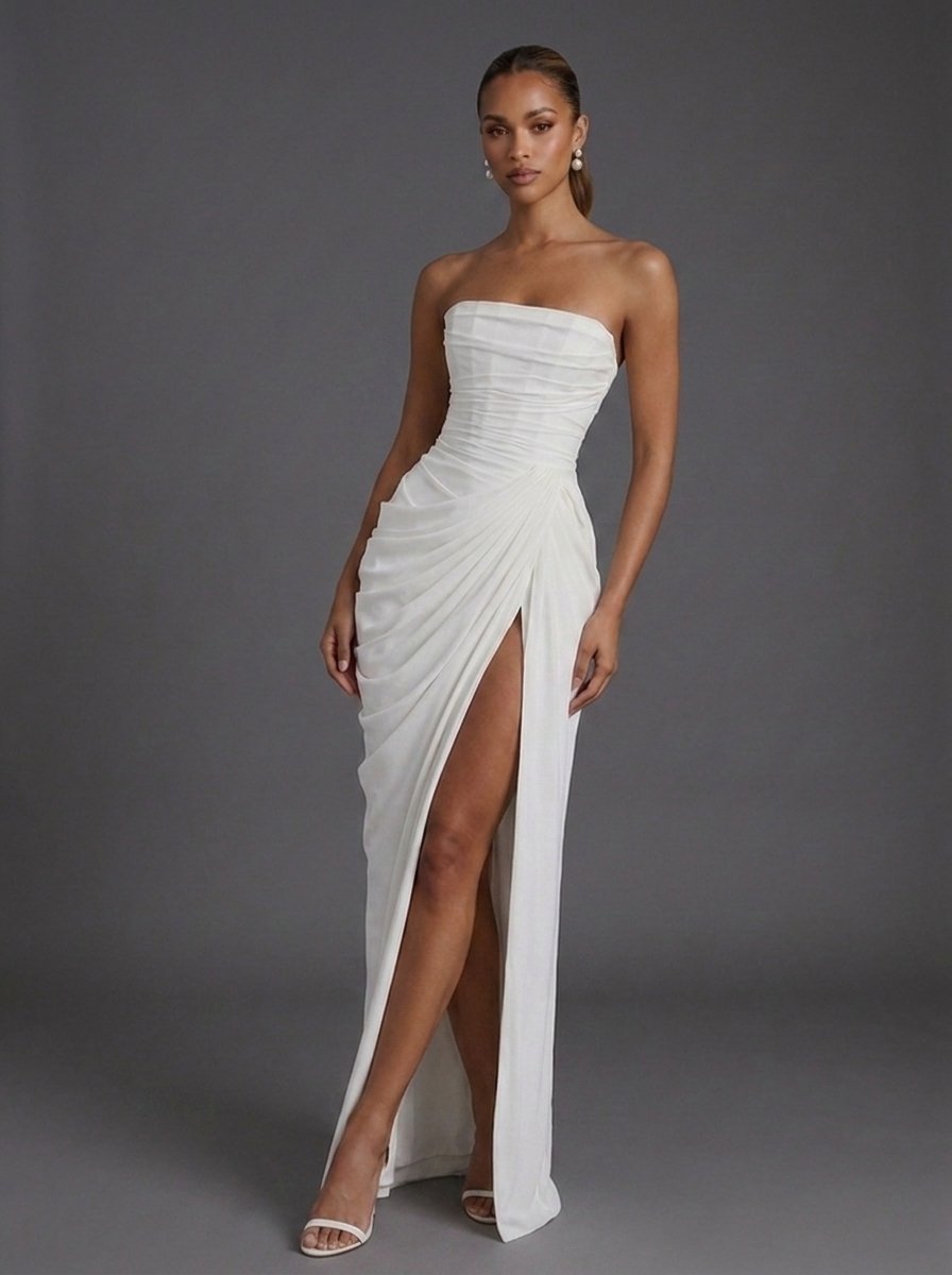Abito Maxi a Corsetto Senza Spalline da Donna