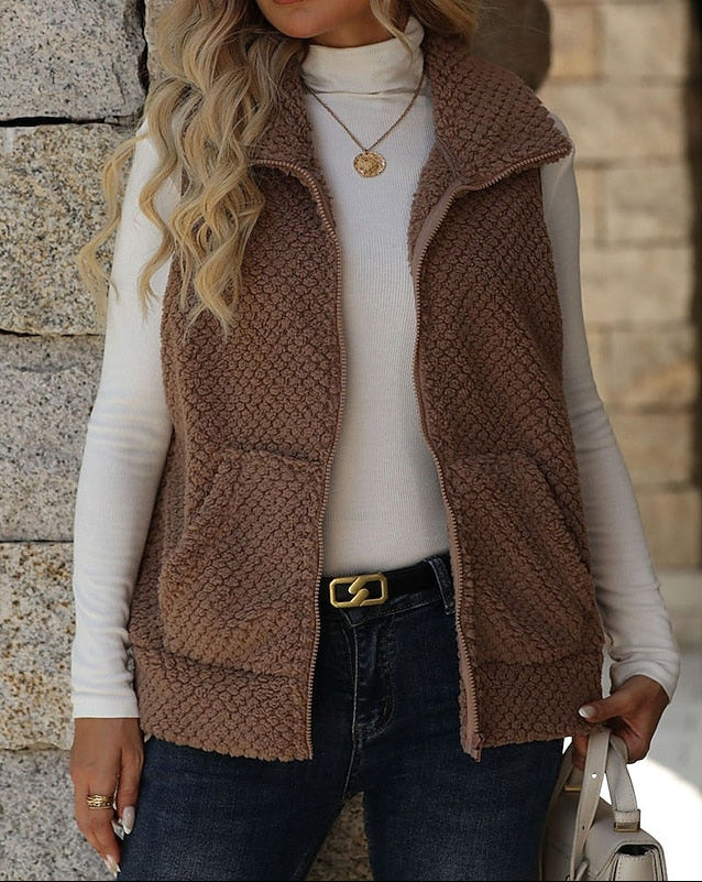 Gilet in Pile da Donna con Collo Alto