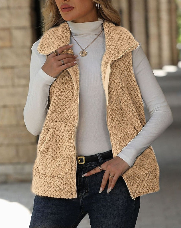 Gilet in Pile da Donna con Collo Alto